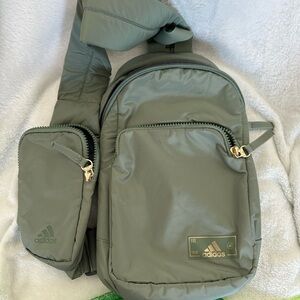 Adidas Sage Green crossbody bag with cellphone pouch